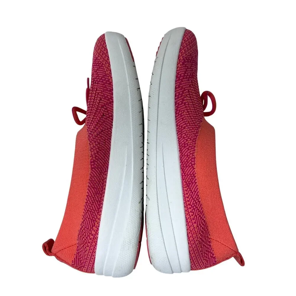 FitFlop Uberknit Slip On Women's Size 7 Ballet Flat Bow Coral Orange Pink‎ Mesh